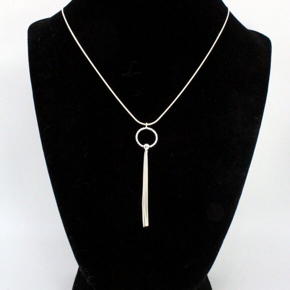 Contemporary Sterling Silver Dainty Drop Necklace Earrings Set - Picture 3 of 9